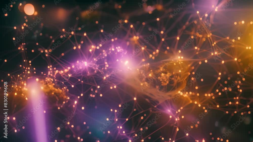 Poster computer-generated cluster of stars illustrating network dynamics in space, a futuristic visualizati