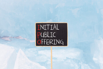 IPO initial public offering symbol. Concept words IPO initial public offering on beautiful yellow...