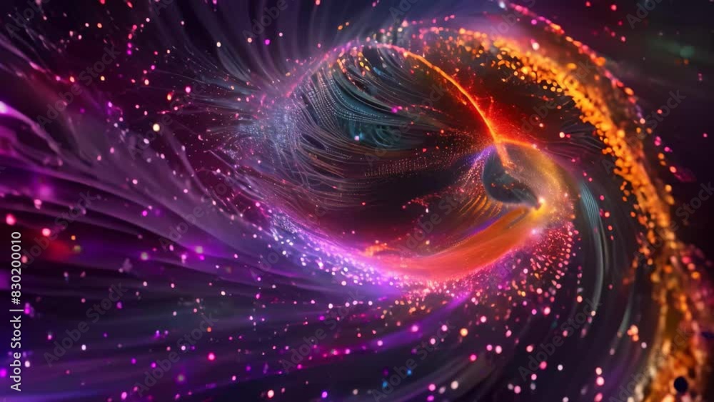 Poster a vibrant swirl of colors in a digitally created design resembling a galaxy of data around a superco