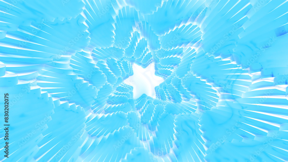 Poster abstract kaleidoscope motion background with star silhouettes. motion. soft relaxing slowly rotating