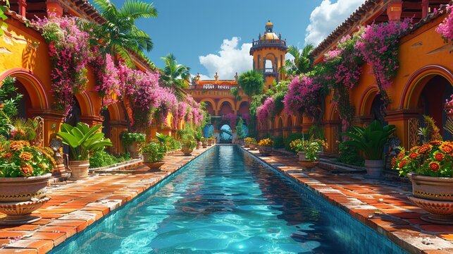 A cultural Pride celebration with traditional games and activities set in a colorful and festive environment