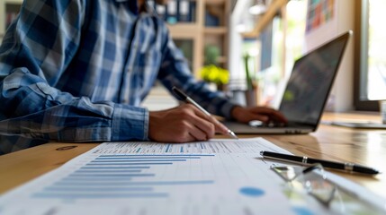 Project Manager Reviewing Timelines: At their desk, a project manager reviews project timelines and milestones, making sure the team stays on schedule and meets deadlines
