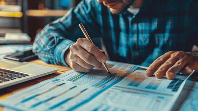 Project Manager Reviewing Timelines: At their desk, a project manager reviews project timelines and milestones, making sure the team stays on schedule and meets deadlines