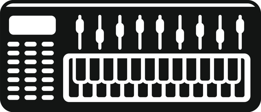 black and white music mixer with keyboard clip art preview