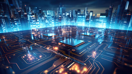 technology circuit board texture background design. Waves flow