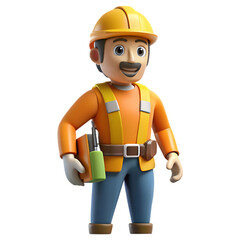 Fototapeta premium a construction worker in uniform on transparent background