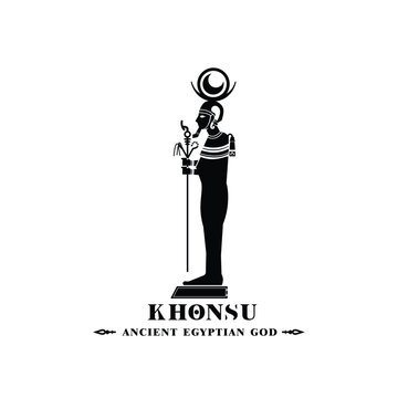 Ancient egyptian god khonsu silhouette, middle east god Logo