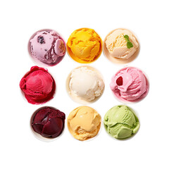 Obraz premium red and yellow ice cream balls isolated on transparent background, clipping path, png, 