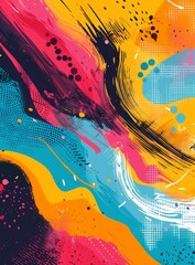 Dynamic Abstract Painting with Vibrant Colors