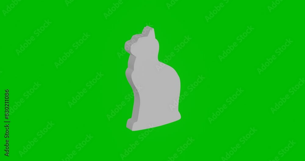 Poster animation of rotation of a white cat symbol with shadow. simple and complex rotation. seamless loope