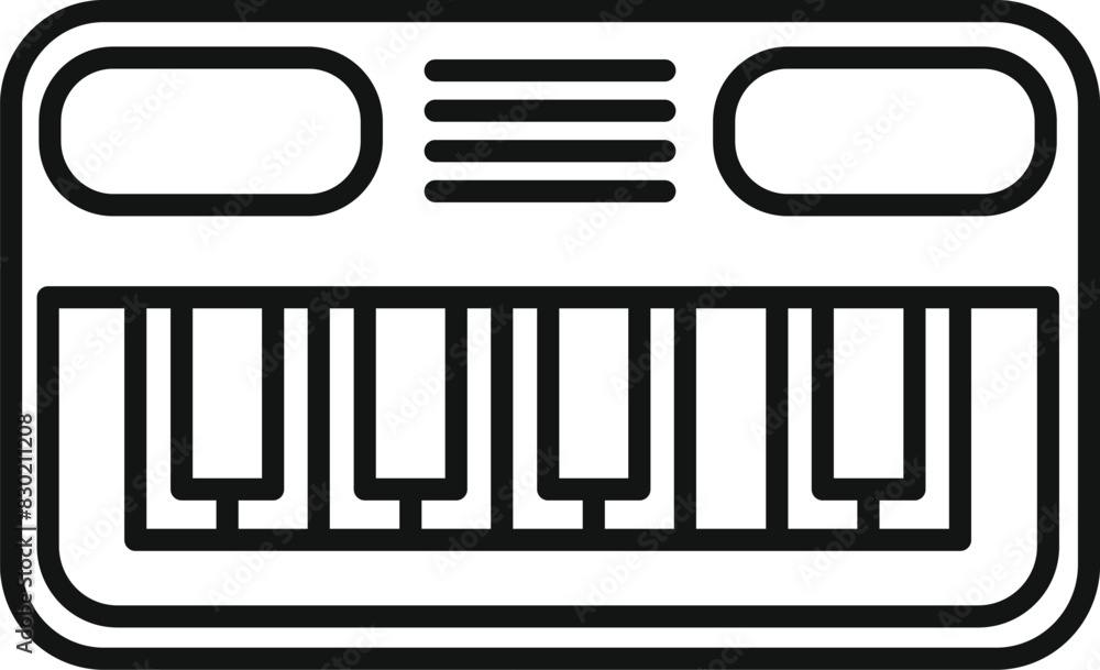 Poster simple line vector design of a synthesizer keyboard icon, perfect for musicrelated content