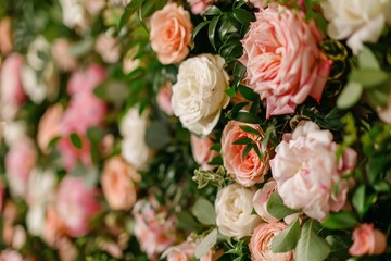 rose flowers in bloom wall decoration an hotel or restaurant  interior