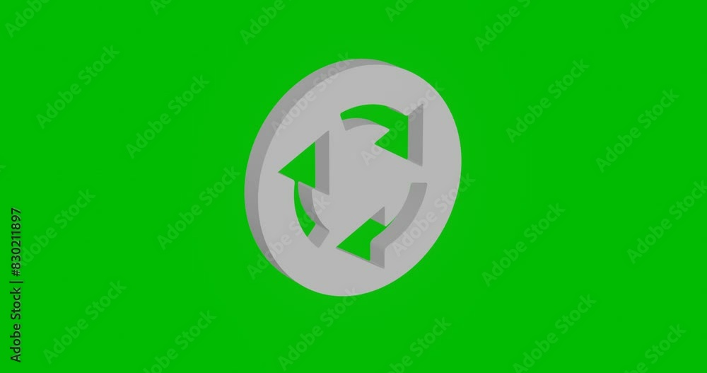 Poster animation of rotation of a white roundabout sign with shadow. simple and complex rotation. seamless 