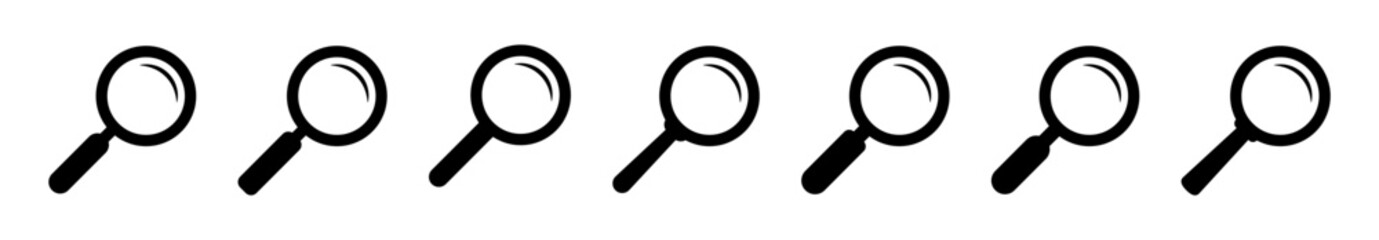 Magnifying glass icon, magnifier or loupe sign. Search icon.