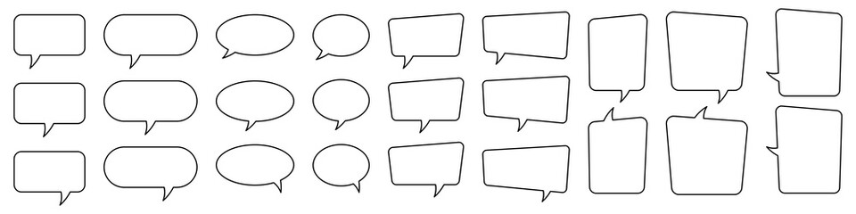 Speech bubble, speech balloon, chat bubble line art icon for apps and websites.