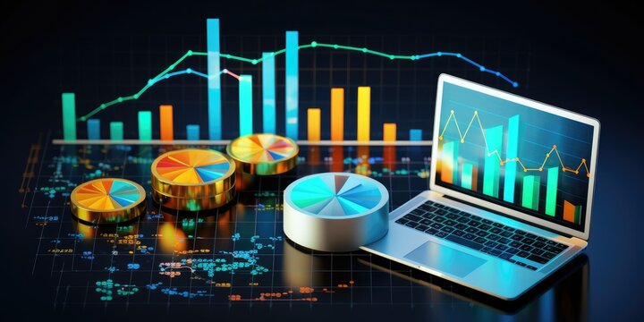 Business statistics, numbers and reports. Sales, profit, cost, capital etc. Data analysis, data science concept