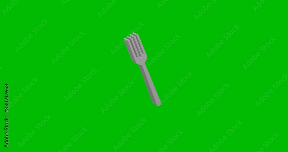 Poster animation of rotation of a white fork with shadow. simple and complex rotation. seamless looped 4k a
