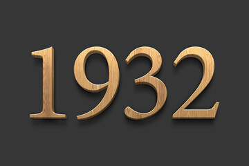 3D wooden logo of number 1932 on dark grey background.