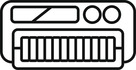 Vector illustration of a classic cassette player in line art style, perfect for vintagethemed designs