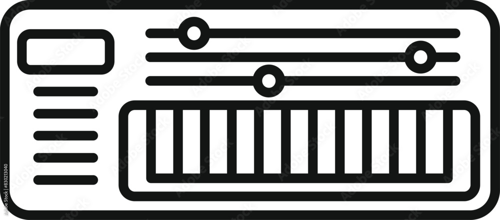 Poster Modern and trendy synthesizer keyboard line icon for music equipment, vector illustration, and digital sound technology