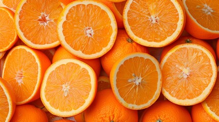  A stack of oranges, halved and alternated, with a single half atop the other's round base