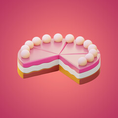 Premium cake icon 3d rendering on isolated background