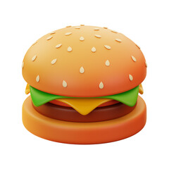 Premium cheese burger icon 3d rendering on isolated background
