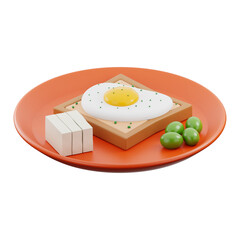 Premium breakfast icon 3d rendering on isolated background