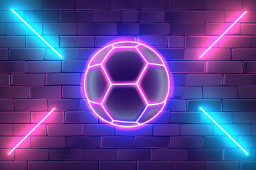 Obraz premium Football with futuristic technology. Colors glow neon background.