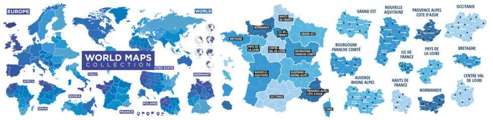 Obraz premium Carte france et monde