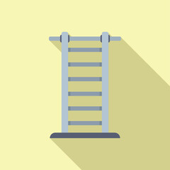 Minimalistic flat design of a step ladder with shadow, isolated on a pastel yellow background