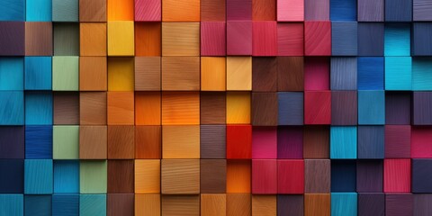 Colorful wooden blocks aligned 