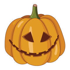 Cute pumpkins on a white background. Orange pumpkin with a smile for your Halloween design. Vector illustration.