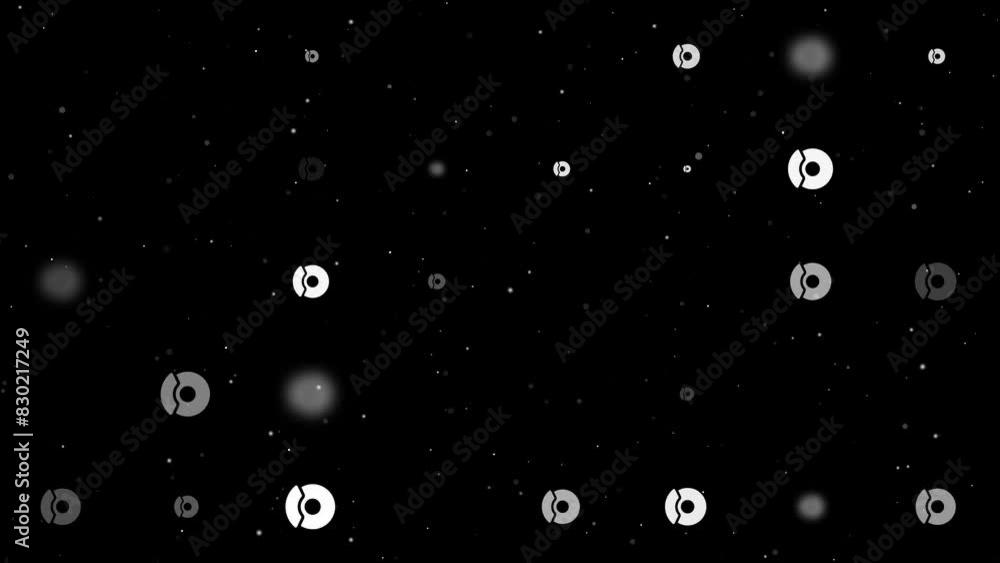 Poster template animation of evenly spaced auto brakess of different sizes and opacity. animation of transp
