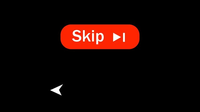 animated video of computer mouse cursor by clicking skip button software digital isolation on chroma key background. 4k resolution