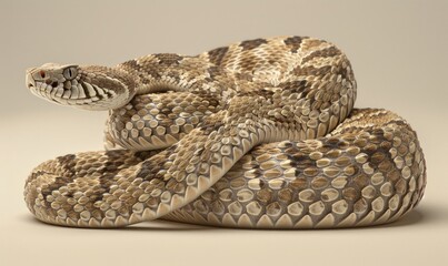 Obraz premium Eastern diamondback rattlesnake on neutral background