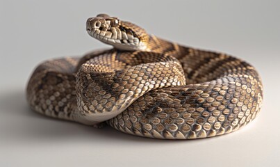 Obraz premium Eastern diamondback rattlesnake on neutral background