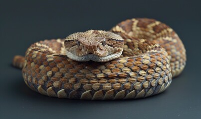 Fototapeta premium Eastern diamondback rattlesnake on neutral background