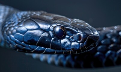 Eastern indigo snake on neutral background