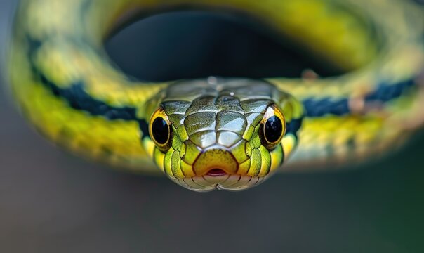 Garter snake on neutral background