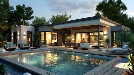 Fototapeta premium Modern house with swimming pool