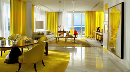 Art Home. Modern yellow interior 