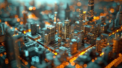 Obraz premium A miniature city model depicting a communication network.