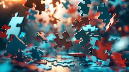 Flying puzzle pieces symbolizing incomplete data.

