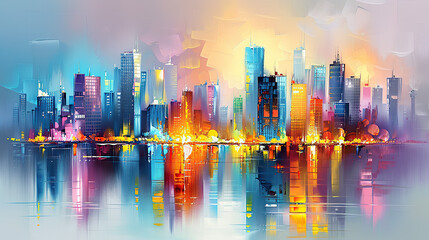 Obraz premium Colorful background with city