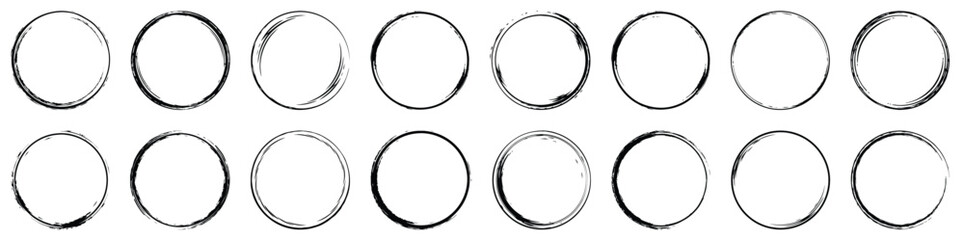 Hand-drawn Zen Enso Circle Set - Artistic Brush Stroke Vector Illustrations