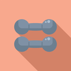 Vector illustration of two gray dumbbells with a flat design, shadow effect on a pink backdrop