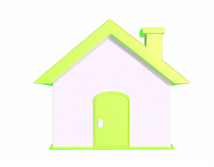 かわいい家のイラスト。黄緑。CG風。AI生成画像。