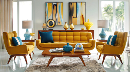 Art Home. Modern living room interior with paintings