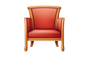 Elegant leather armchair, isolated on a white or transparent background.